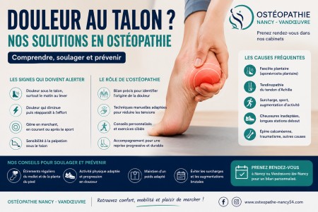 douleur talon Nancy — fasciite plantaire Nancy — ostéopathe douleur talon Nancy